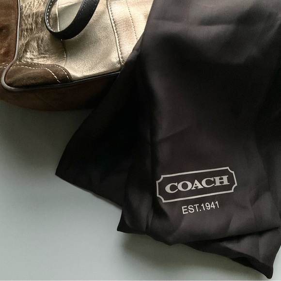 Coach, brown leather and metallic gold handbag - Picture 8 of 12